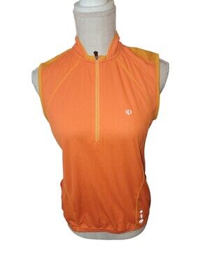 Pearl Izumi Orange/Yellow Sleeveless 1/4 Zip Cycling Top Size Large